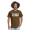 Type 1 Diabetes Warrior Blue Ribbon Pride T-Shirt - brown