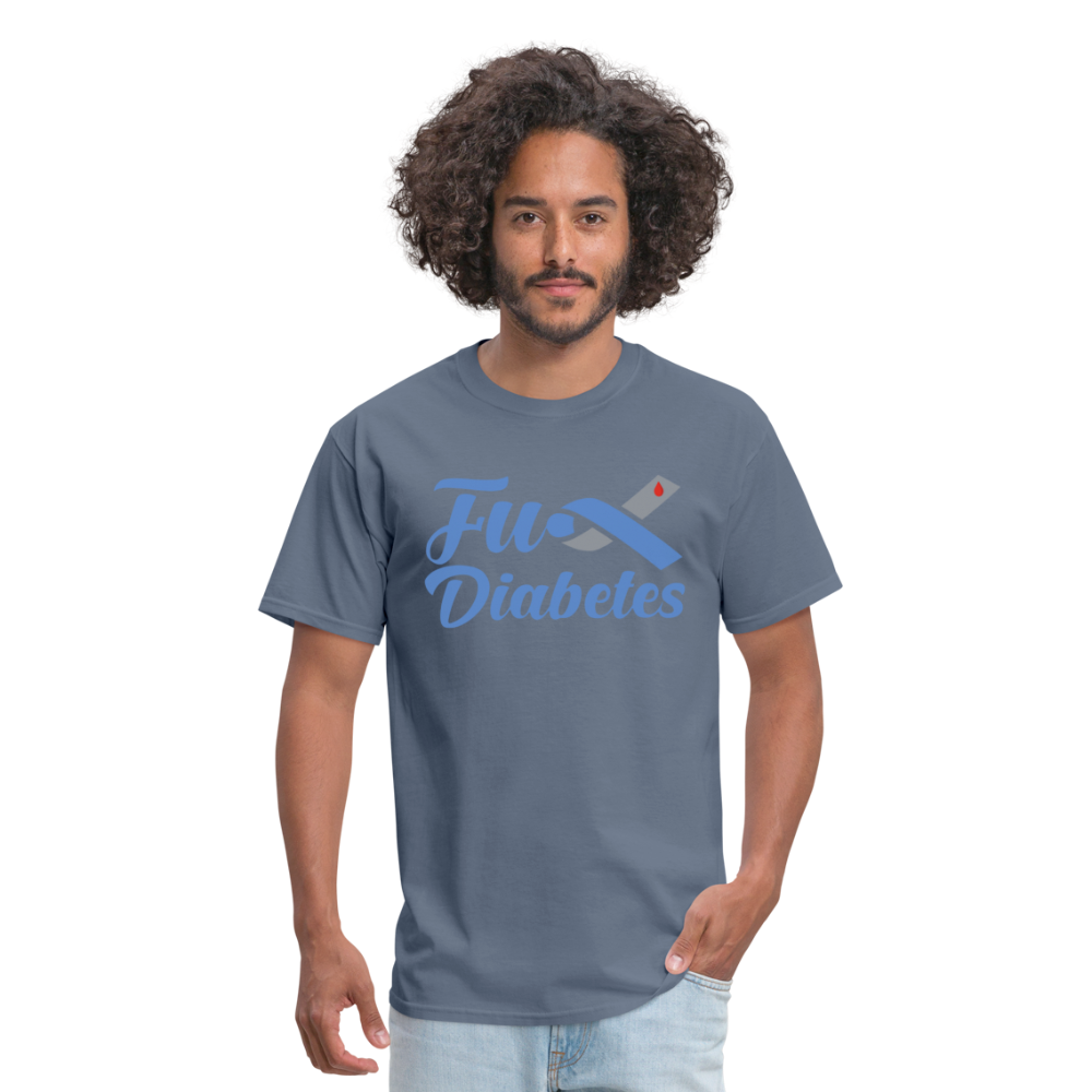 Fu*K Diabetes Blue Ribbon Diabetic Awareness Unisex T-Shirt - denim