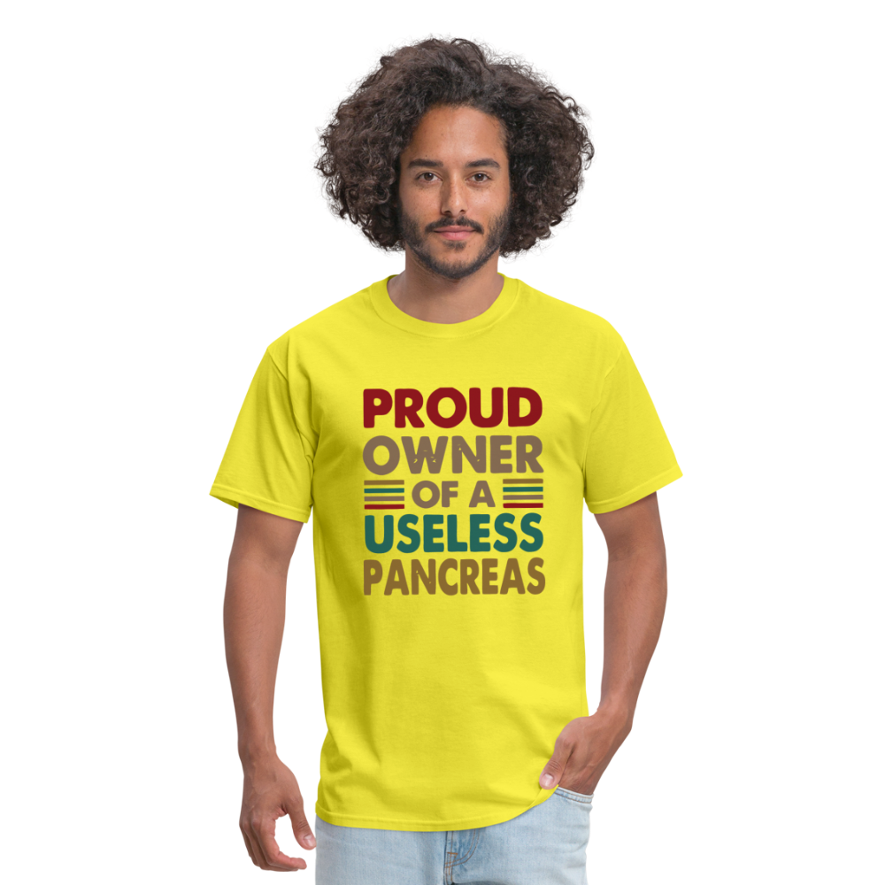 Proud Owner Of A Useless Pancreas Softstyle Unisex T-Shirt - yellow