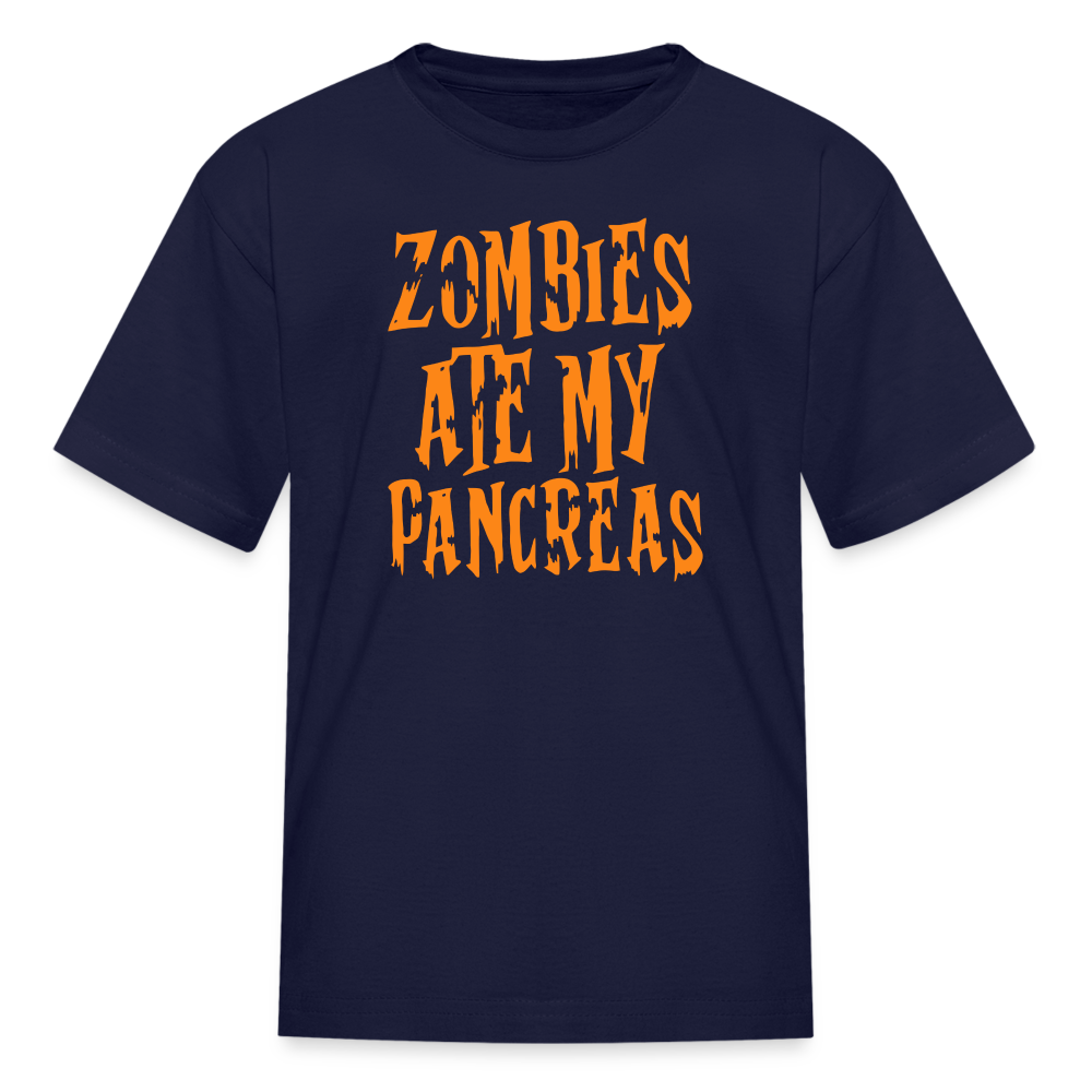 Zombies Ate My Pancreas Halloween Kids' T-Shirt - navy