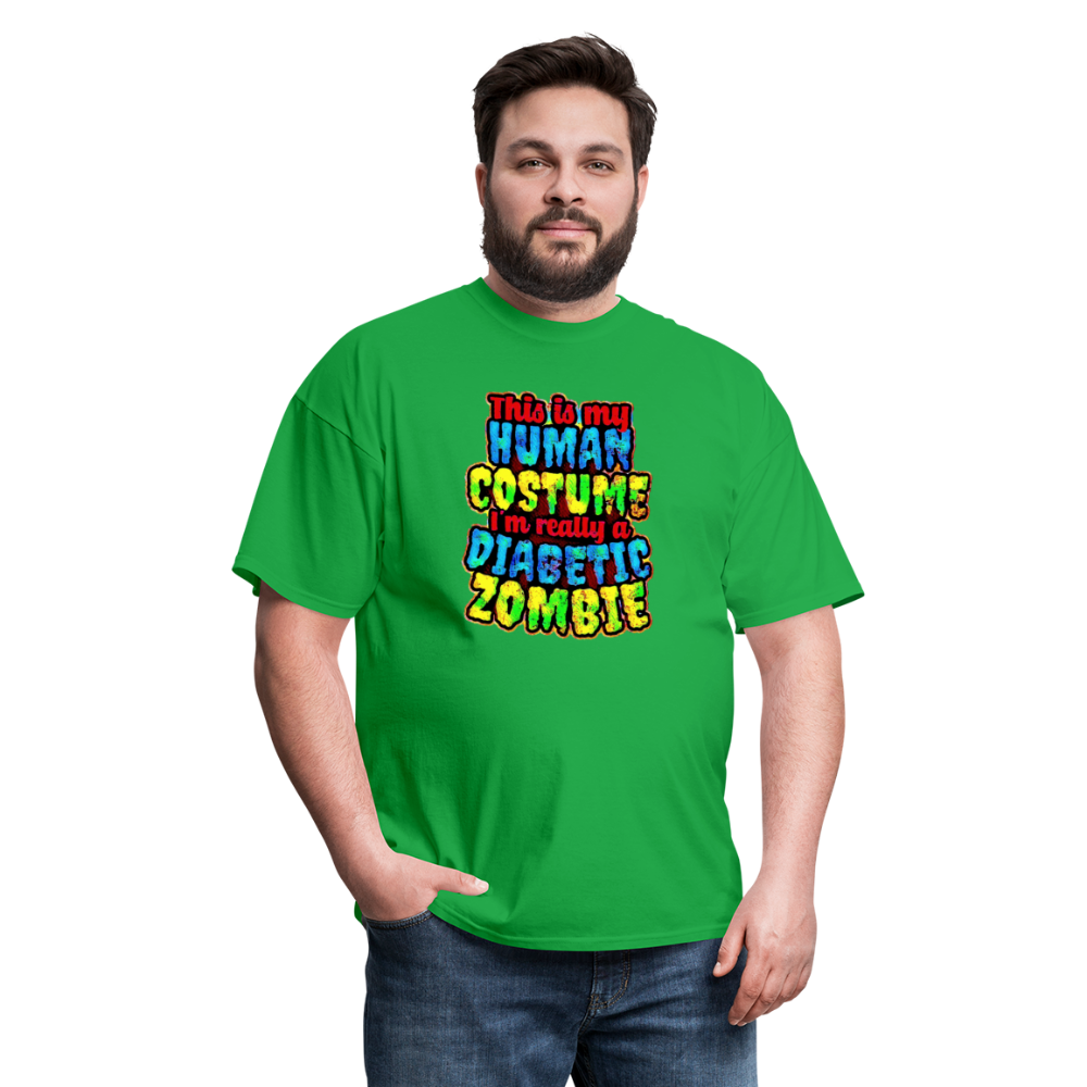 Human Costume Diabetic Zombie T-Shirt Halloween Humor : Unisex Tee Shirt - bright green