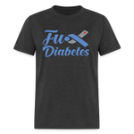 Fu*K Diabetes Blue Ribbon Diabetic Awareness Unisex T-Shirt - heather black