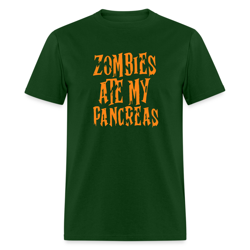 Zombies Ate My Pancreas Diabetic Humor Adult T-Shirt - forest green