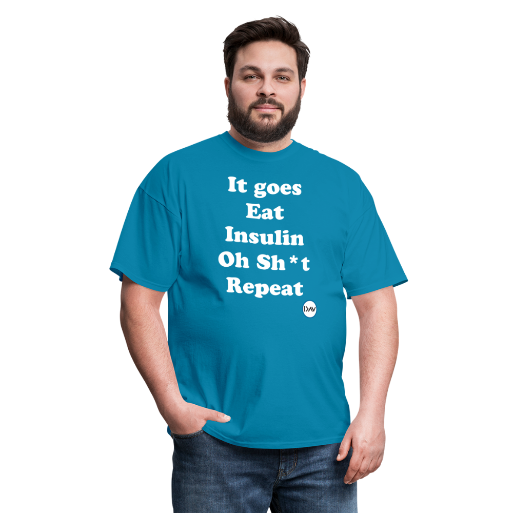 It goes Eat Insulin Oh Sh*t Repeat Parody Unisex Classic T-Shirt - turquoise