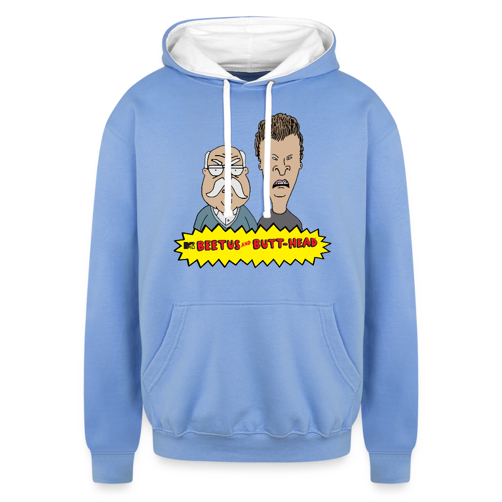 Beetus and Butthead "W. Brimley Mashup"  Premium Adult Hoodie - sky blue/white