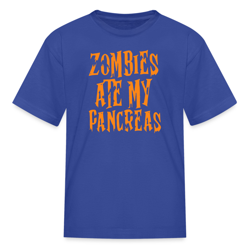 Zombies Ate My Pancreas Halloween Kids' T-Shirt - royal blue