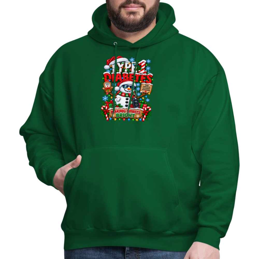 Type 1 Diabetes Ugly Christmas Men's Hoodie - forest green
