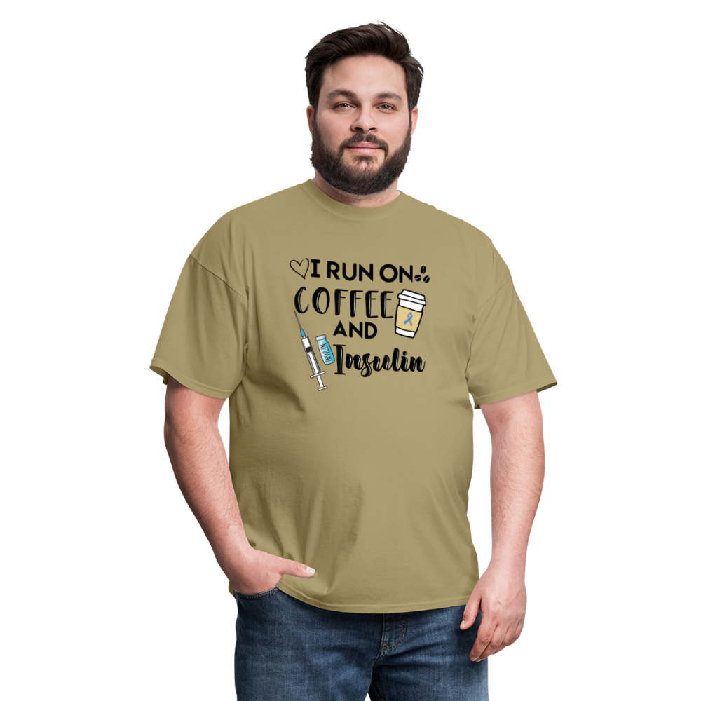 I Run On Coffee & Insulin Adult Unisex Softstyle T-Shirt - khaki