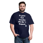 It goes Eat Insulin Oh Sh*t Repeat Parody Unisex Classic T-Shirt - navy