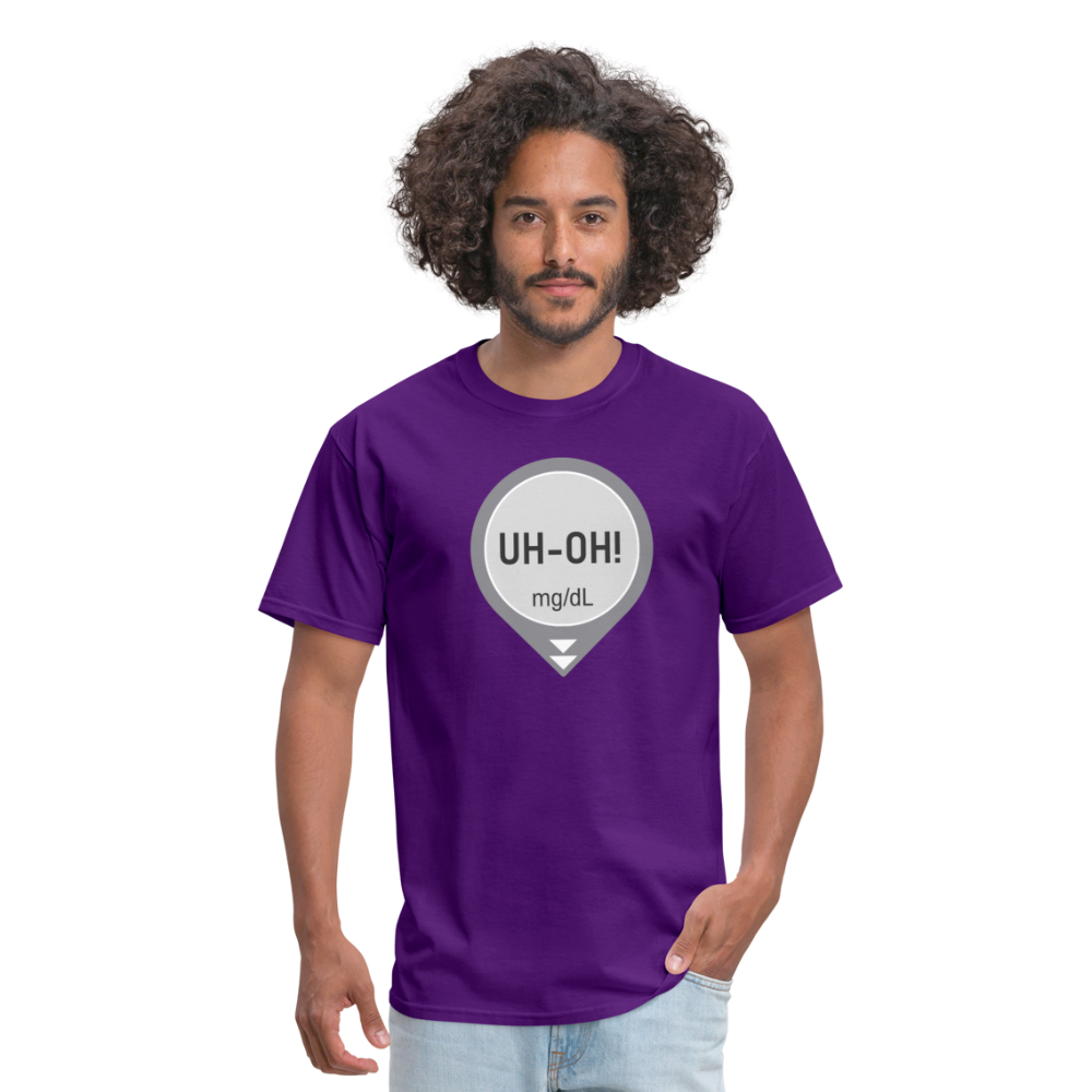 UH-OH! Dexcom Lows Alert Humor Adult Unisex T-Shirt - purple