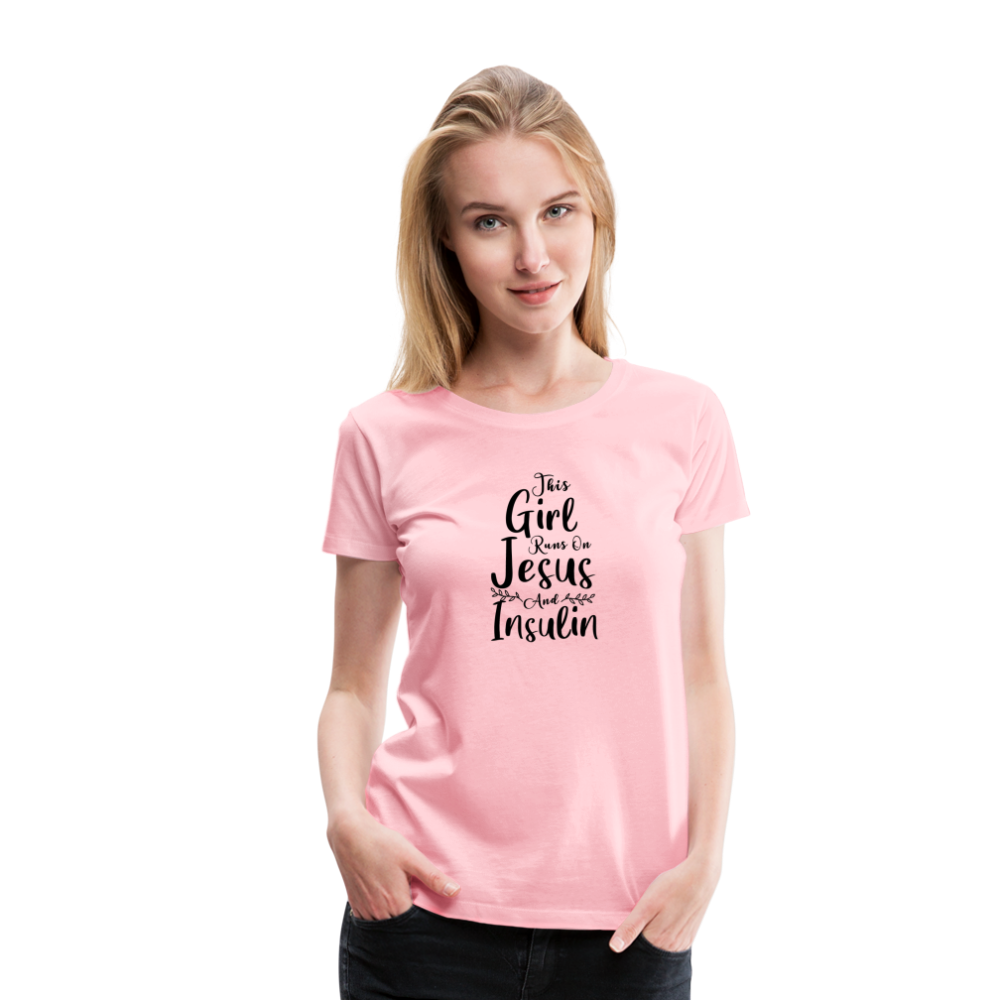 This Girl Runs On Jesus & Insulin Women’s Comfort T-Shirt - pink