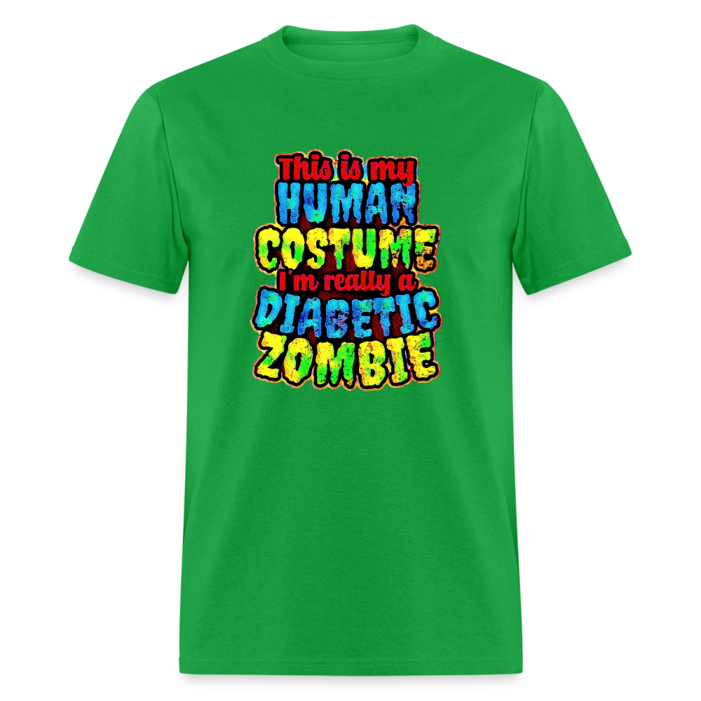Human Costume Diabetic Zombie T-Shirt Halloween Humor : Unisex Tee Shirt - bright green