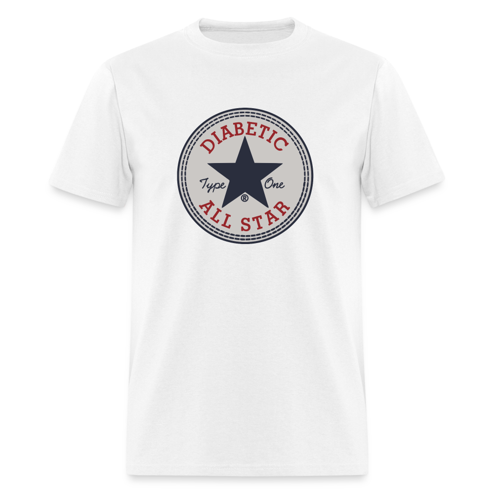 Type 1 All-Star Diabetic Morale Adult Unisex Ringspun Cotton T-Shirt - white