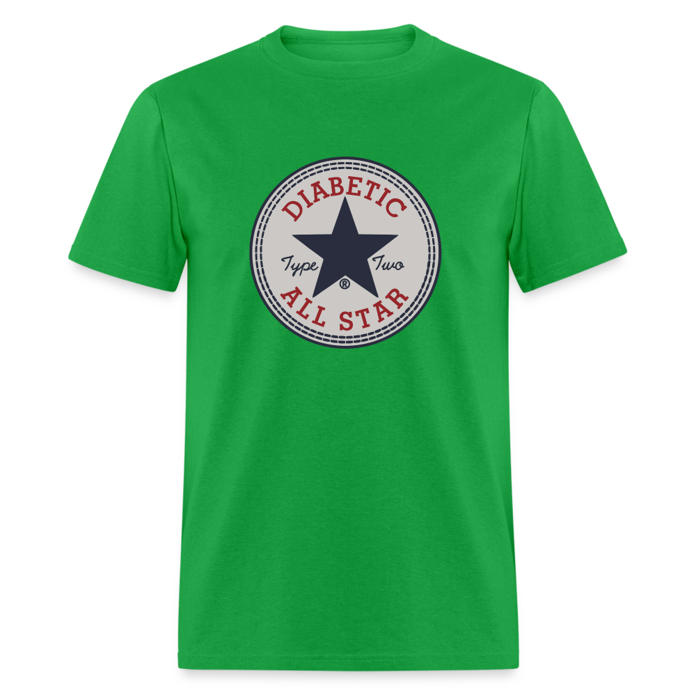 Type 2 All-Star Diabetic Adult Unisex Ringspun Cotton T-Shirt - bright green