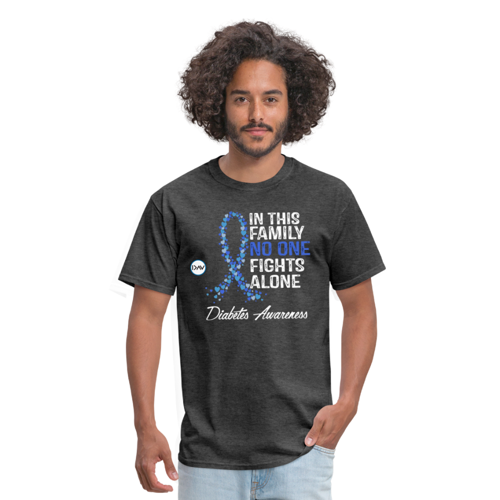 Family No One Fights Alone Diabetes Awareness Adult Unisex T-Shirt - heather black