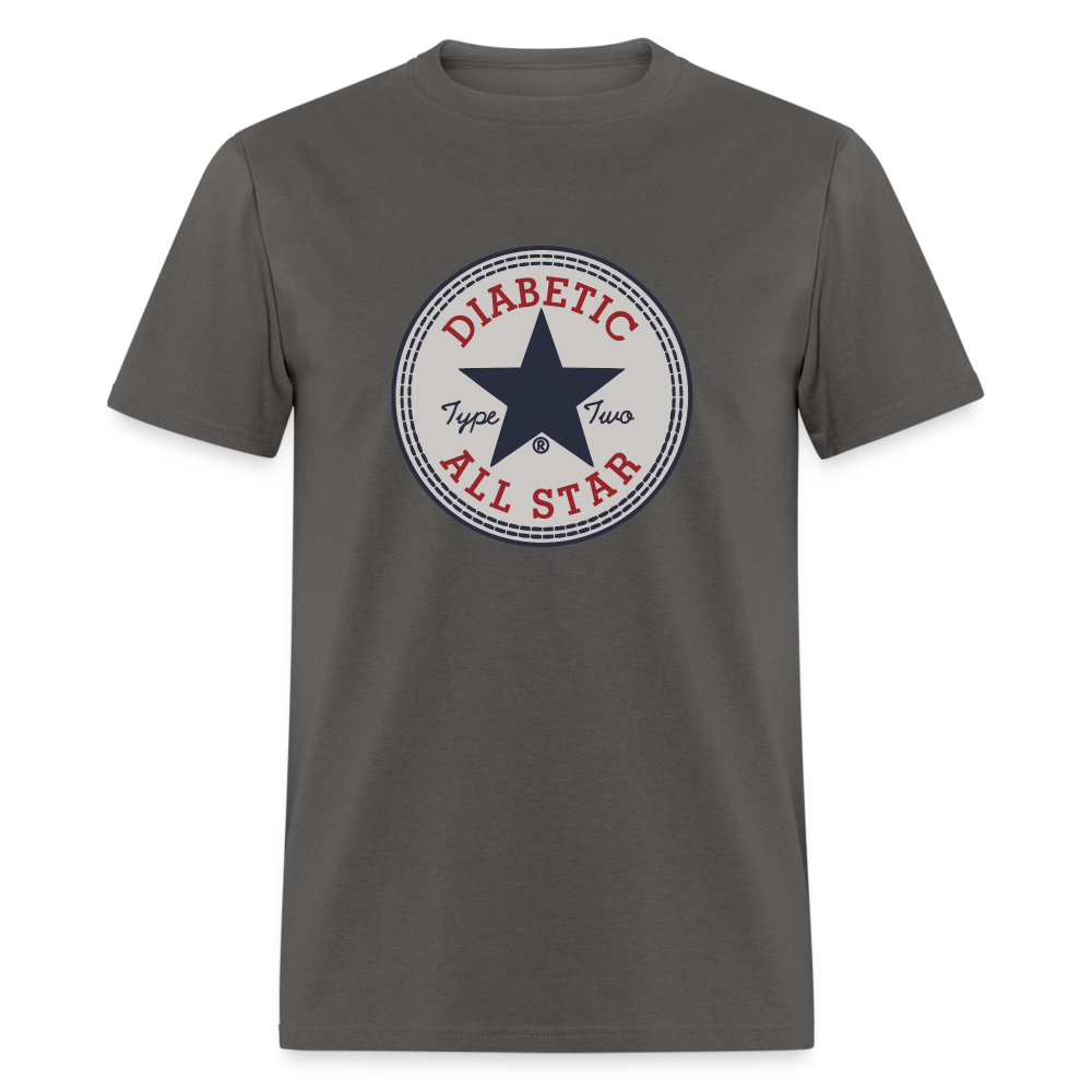Type 2 All-Star Diabetic Adult Unisex Ringspun Cotton T-Shirt - charcoal