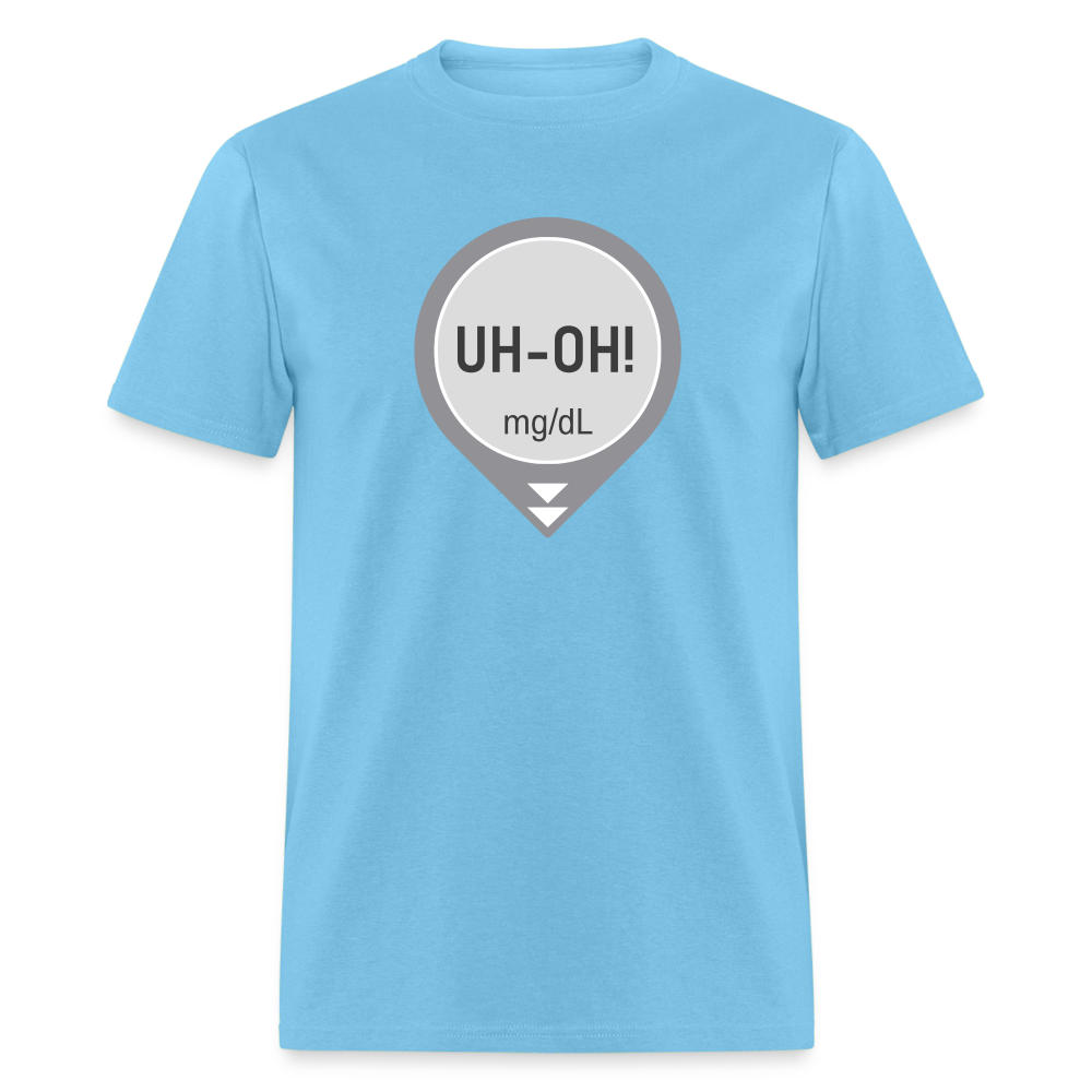 UH-OH! Dexcom Lows Alert Humor Adult Unisex T-Shirt - aquatic blue