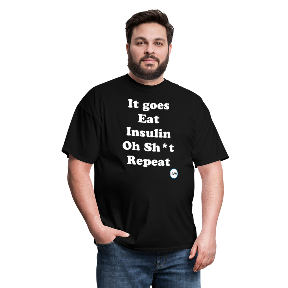 It goes Eat Insulin Oh Sh*t Repeat Parody Unisex Classic T-Shirt - black
