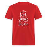 This Girl Runs On Jesus And Insulin Diabetes Awareness Unisex Classic T-Shirt - red
