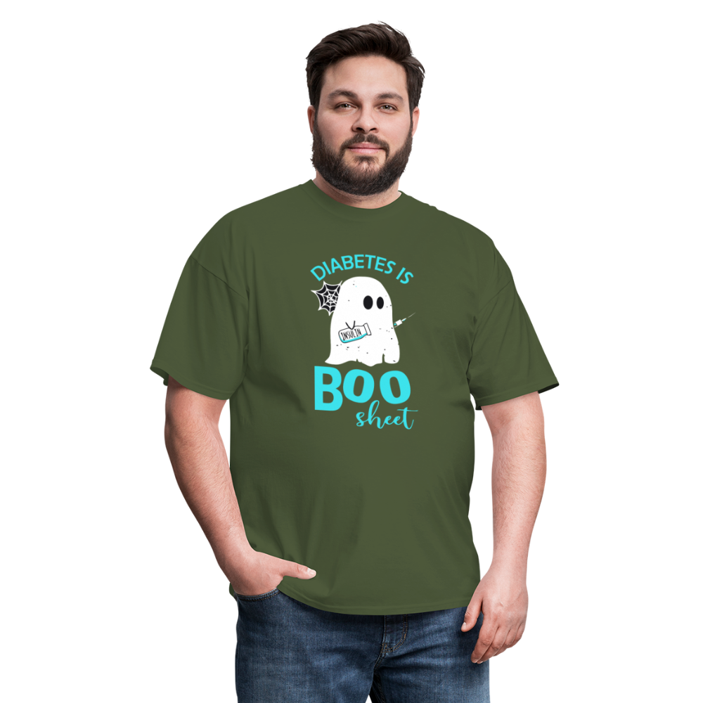 Diabetes Is Boo Sheet Funny Diabetic Halloween Humor Unisex T-Shirt - military green