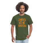 Zombies Ate My Pancreas Diabetic Humor Adult T-Shirt - military green