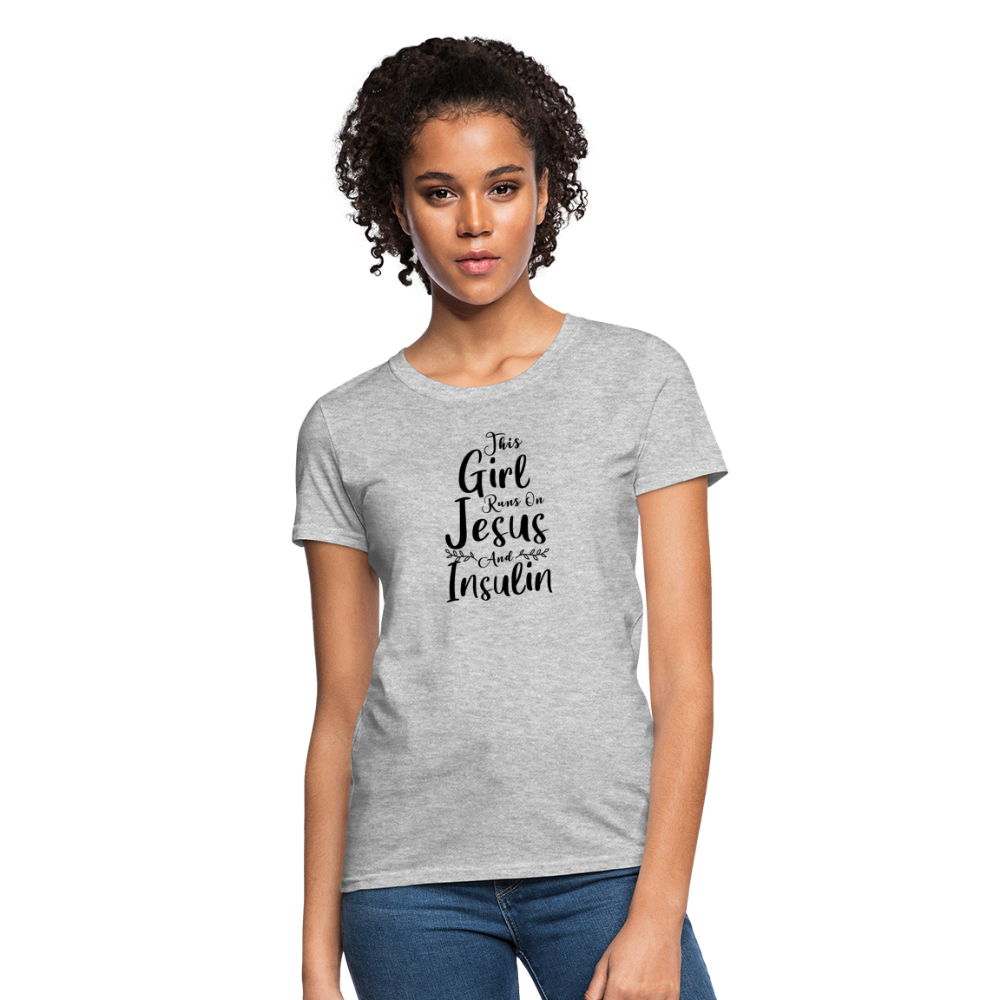 This Girl Runs On Jesus & Insulin Women's T-Shirt - heather gray