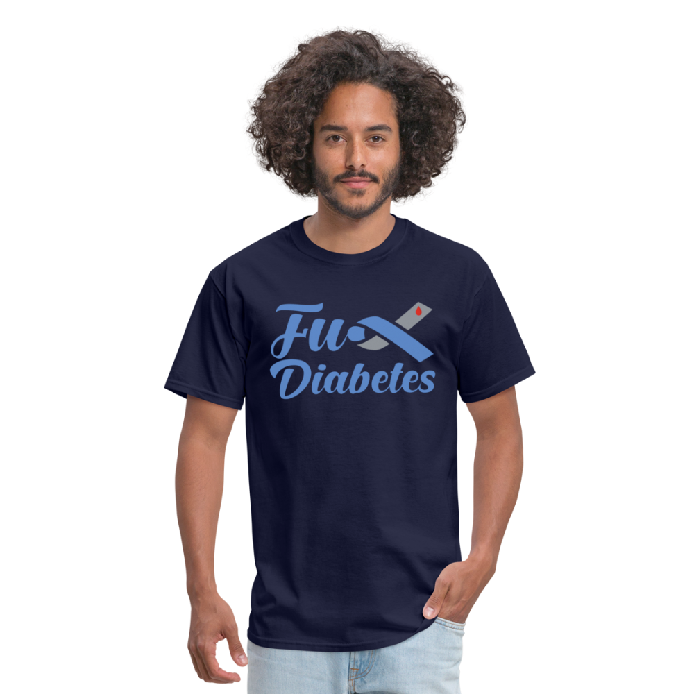 Fu*K Diabetes Blue Ribbon Diabetic Awareness Unisex T-Shirt - navy