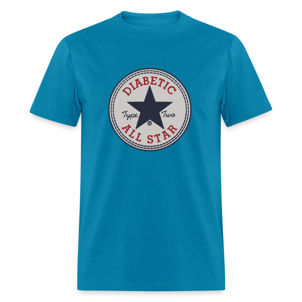 Type 2 All-Star Diabetic Adult Unisex Ringspun Cotton T-Shirt - turquoise