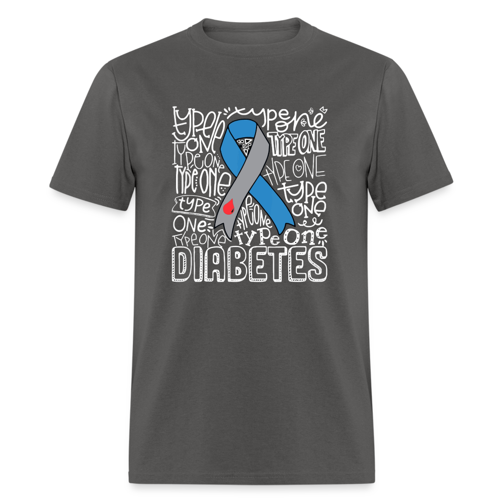 Diabetes Awareness Ribbon Word Art Artwork Unisex Softyle T-Shirt - charcoal