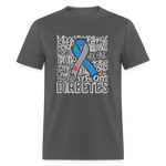 Diabetes Awareness Ribbon Word Art Artwork Unisex Softyle T-Shirt - charcoal