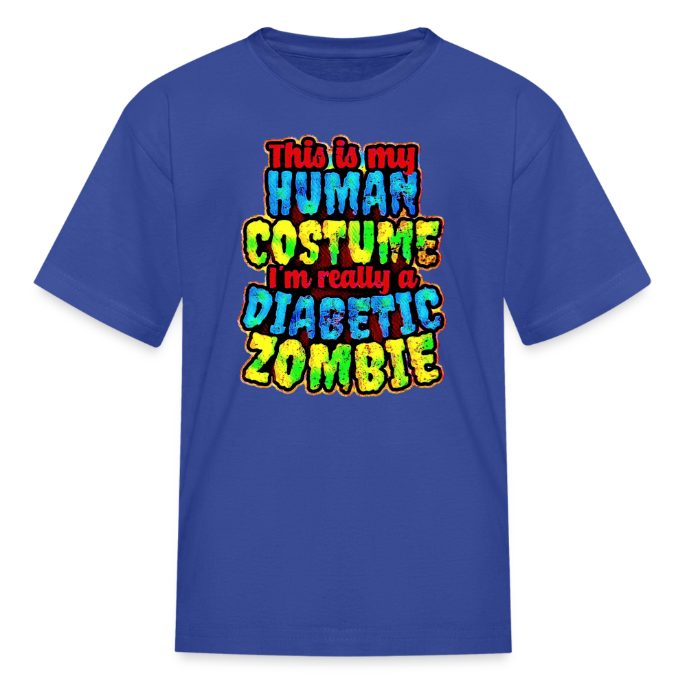 Diabetic zombie Halloween Type 1 diabetes kids T-shirt in royal blue