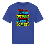 Diabetic zombie Halloween Type 1 diabetes kids T-shirt in royal blue