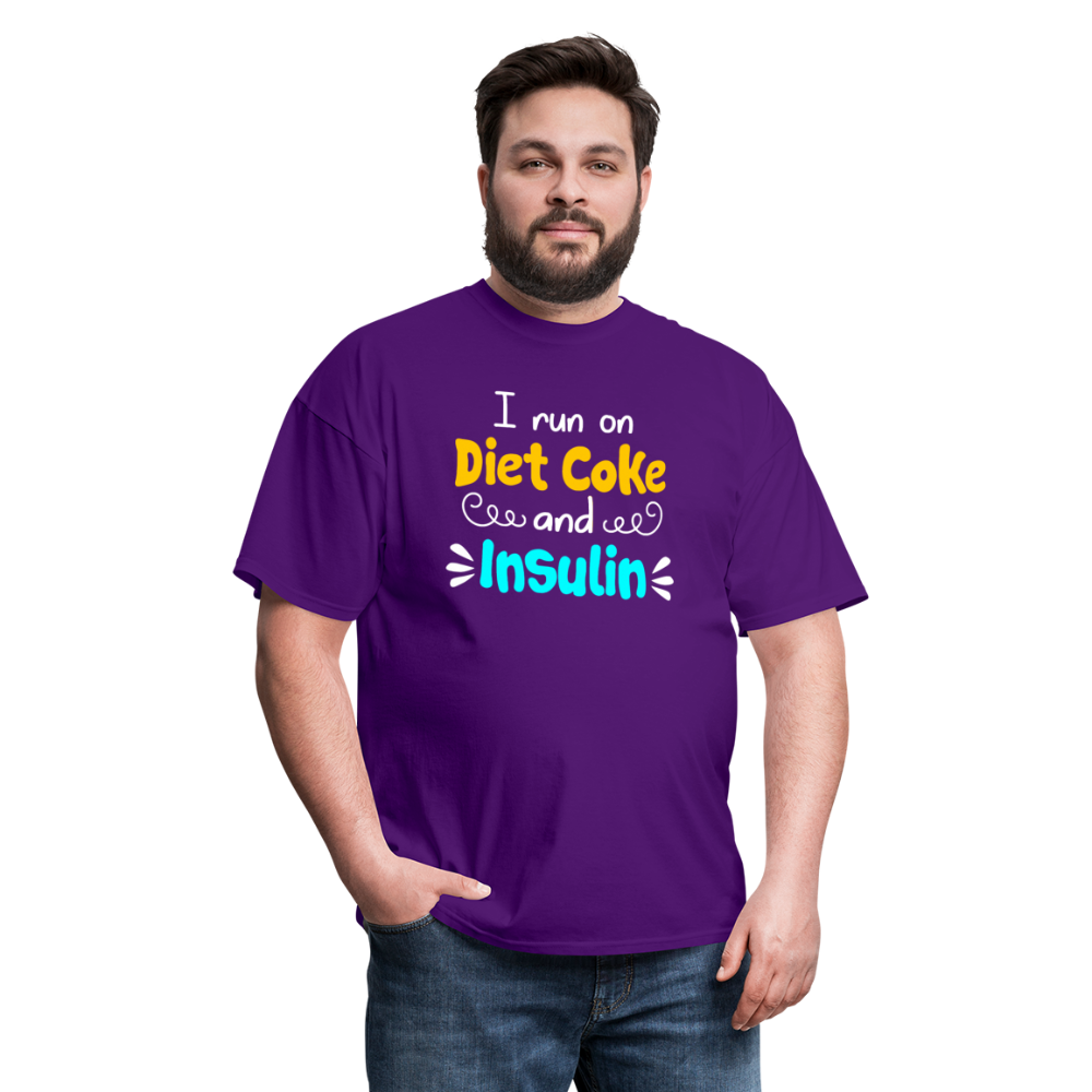 I Run On Diet Coke And Insulin Adult Funny Diabetes Awareness Unisex T-Shirt - purple