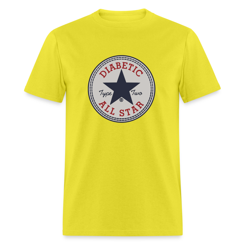 Type 2 All-Star Diabetic Adult Unisex Ringspun Cotton T-Shirt - yellow