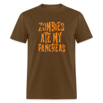 Zombies Ate My Pancreas Diabetic Humor Adult T-Shirt - brown