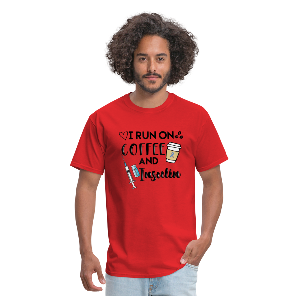 I Run On Coffee & Insulin Adult Unisex Softstyle T-Shirt - red