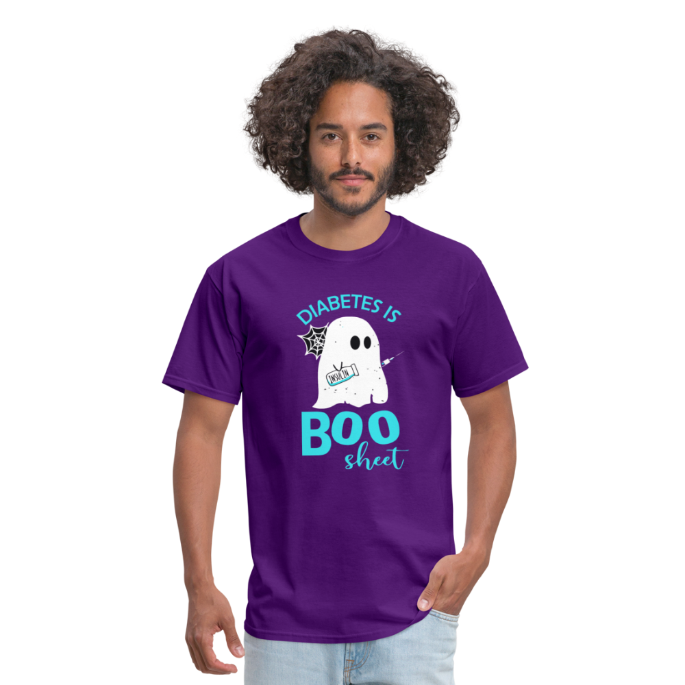 Diabetes Is Boo Sheet Funny Diabetic Halloween Humor Unisex T-Shirt - purple