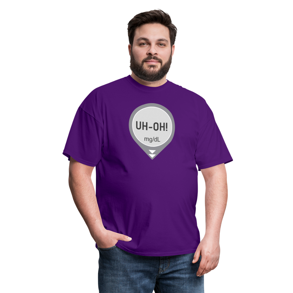 UH-OH! Dexcom Lows Alert Humor Adult Unisex T-Shirt - purple