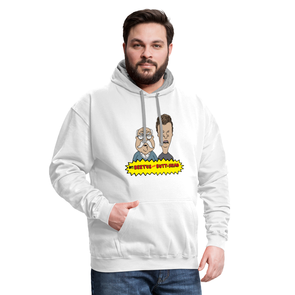 Beetus and Butthead "W. Brimley Mashup"  Premium Adult Hoodie - white/gray