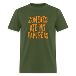 Zombies Ate My Pancreas Diabetic Humor Adult T-Shirt - military green