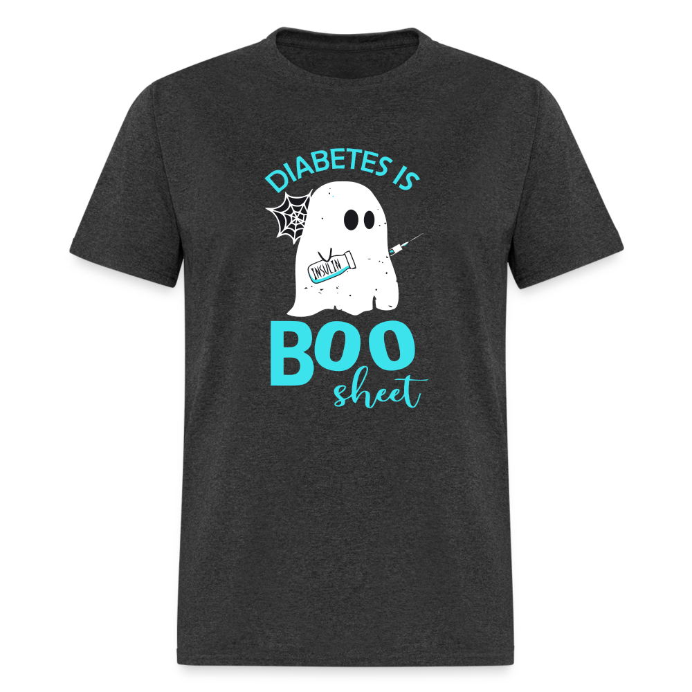 Diabetes Is Boo Sheet Funny Diabetic Halloween Humor Unisex T-Shirt - heather black