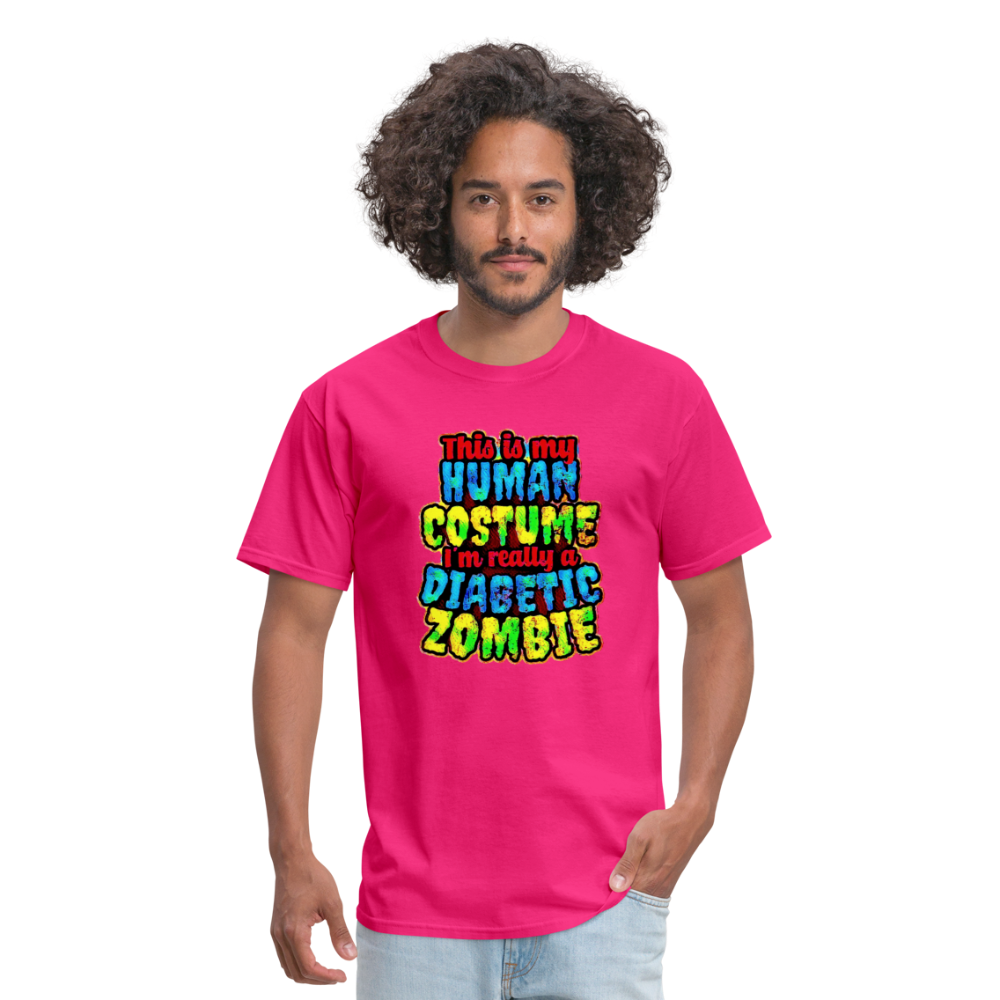Human Costume Diabetic Zombie T-Shirt Halloween Humor : Unisex Tee Shirt - fuchsia