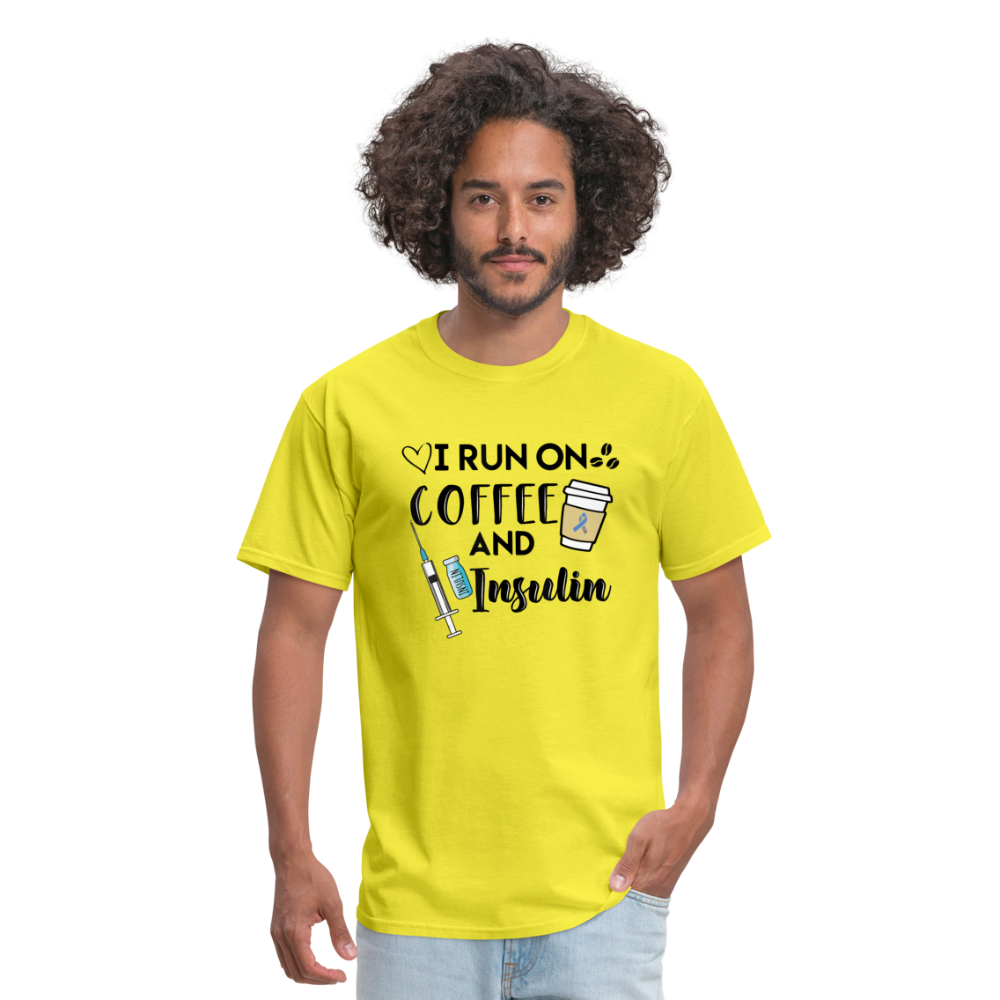 I Run On Coffee & Insulin Adult Unisex Softstyle T-Shirt - yellow