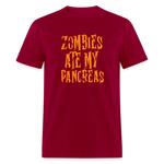 Zombies Ate My Pancreas Diabetic Humor Adult T-Shirt - dark red