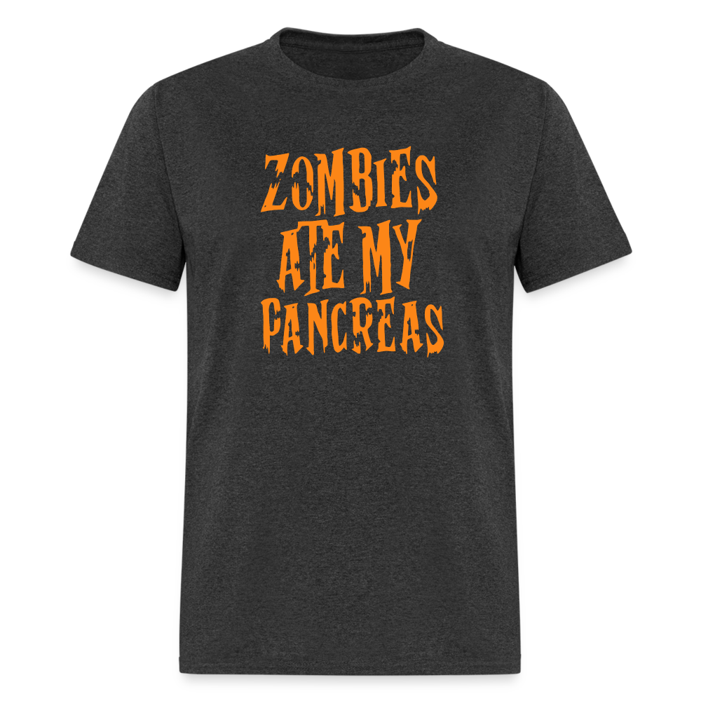 Zombies Ate My Pancreas Diabetic Humor Adult T-Shirt - heather black