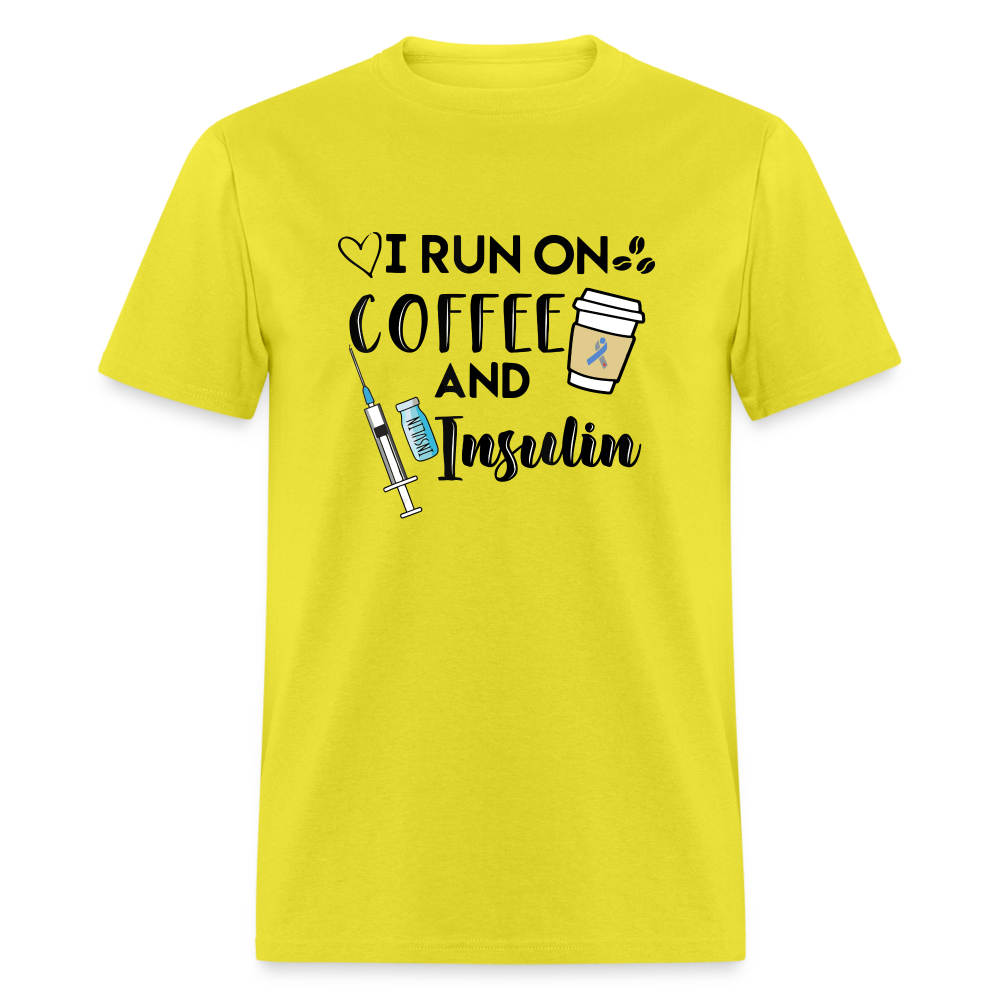 I Run On Coffee & Insulin Adult Unisex Softstyle T-Shirt - yellow