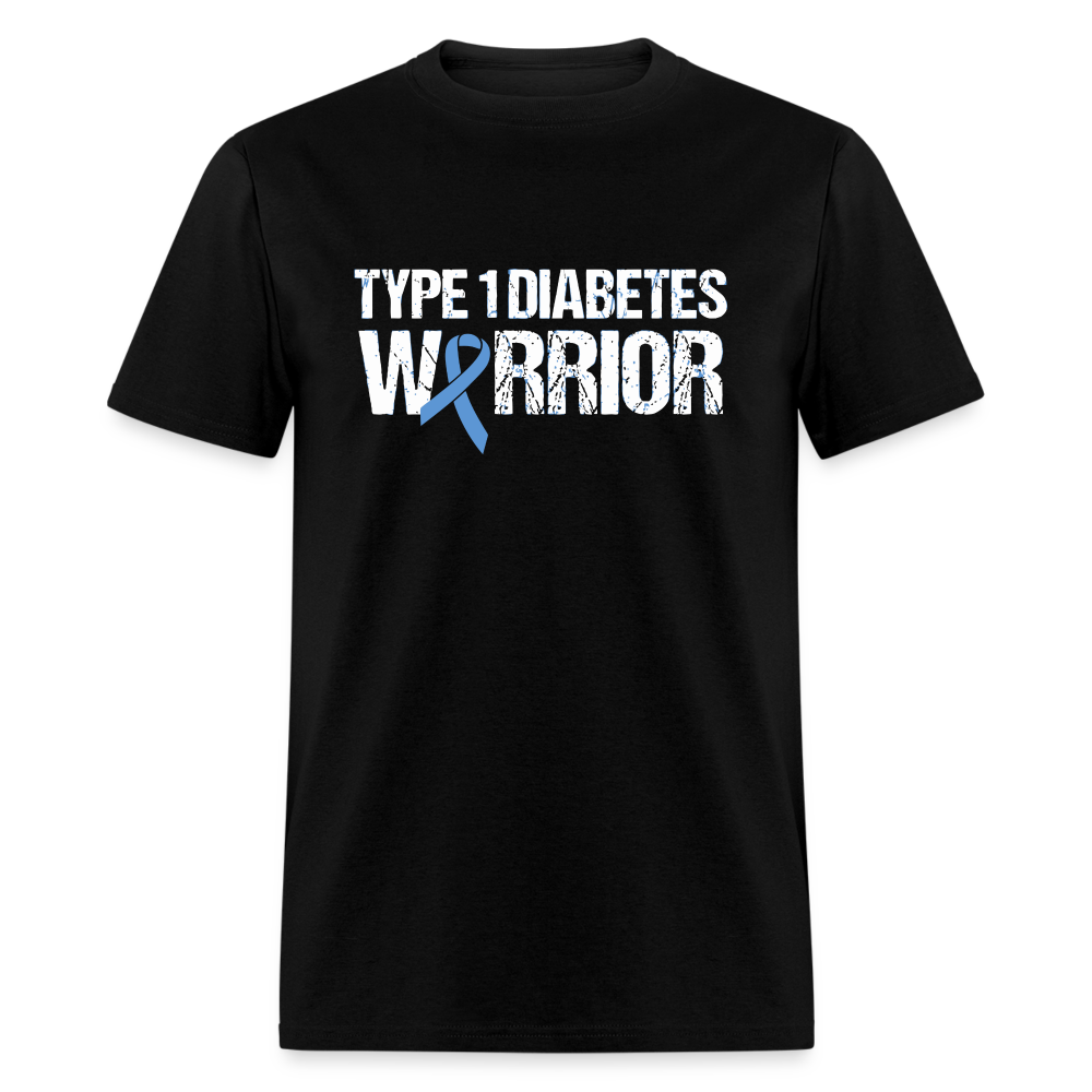 Type 1 Diabetes Warrior Blue Ribbon Pride T-Shirt - black