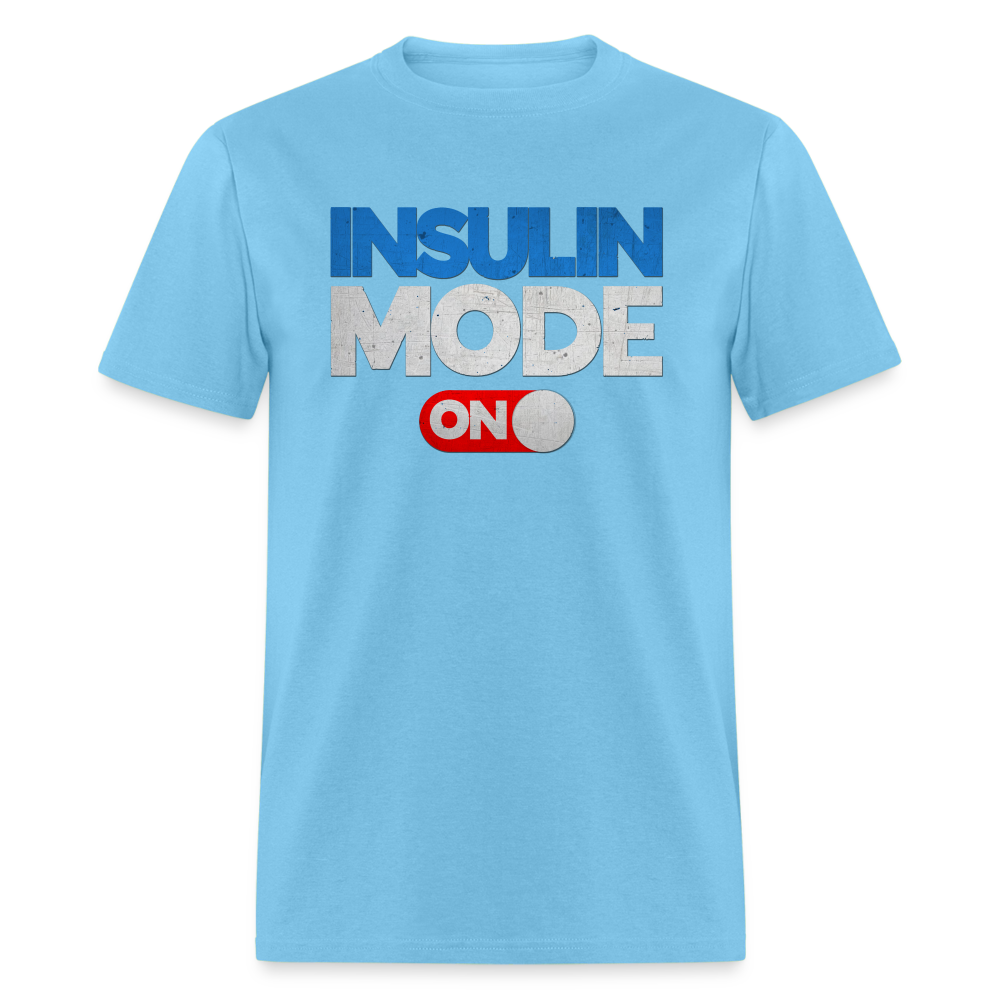 Insulin Mode "ON" Adult Diabetic Humor Unisex T-Shirt - aquatic blue