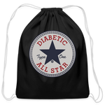 Diabetic Type One All Star Diabetic Supplies Storage Cotton Drawstring Bag - black
