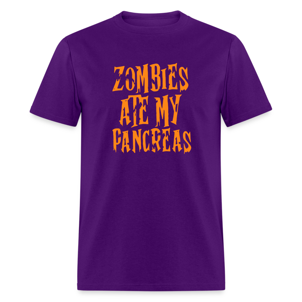 Zombies Ate My Pancreas Diabetic Humor Adult T-Shirt - purple